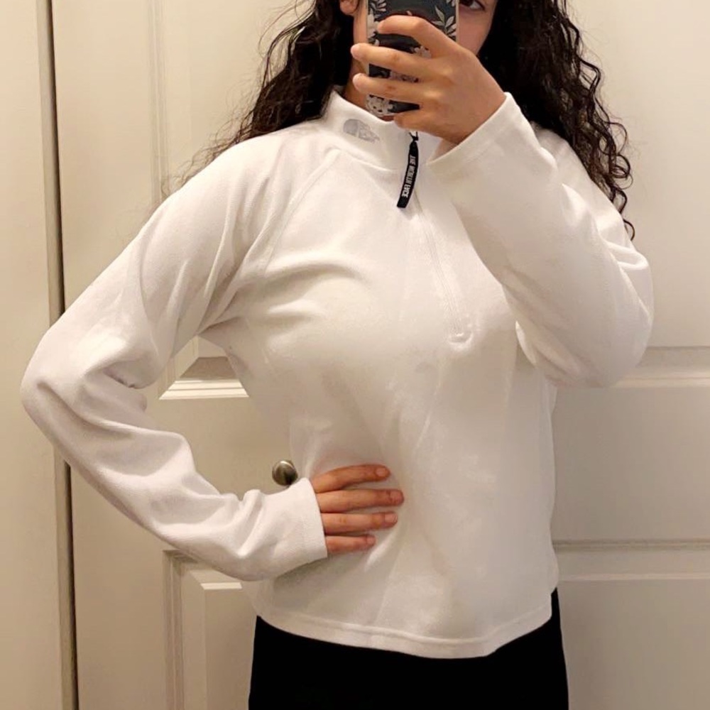 Womens White The North Face Zip Up Sweater